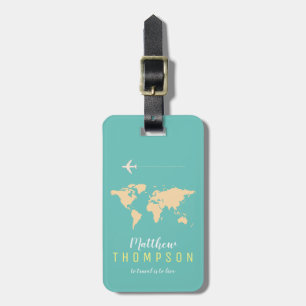 elegant light teal blue travel luggage tag