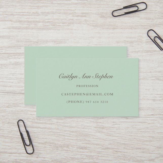 Elegant Light Teal Business Card (Front/Back In Situ)