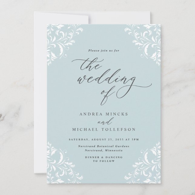 Elegant Light Turquoise Aqua Mint Wedding Invitation (Front)