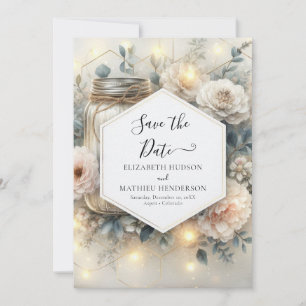 Elegant Lights Mason Jar Wedding  Save The Date