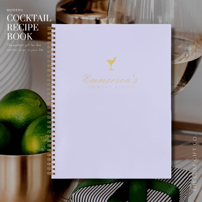 Elegant Lilac and Gold Blank Cocktail Recipe Notebook (Creator Uploaded)