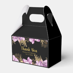 Elegant Lilac and Gold Flowers Birthday Party Favour Box