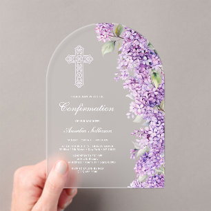 Elegant Lilac Arch Confirmation Acrylic Invitations