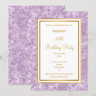 ELEGANT LILAC BORDER MARBLE  BIRTHDAY  INVITATION