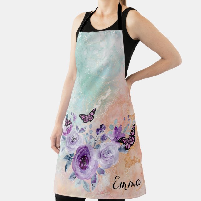 Elegant Lilac Bouquet Apron (Insitu)