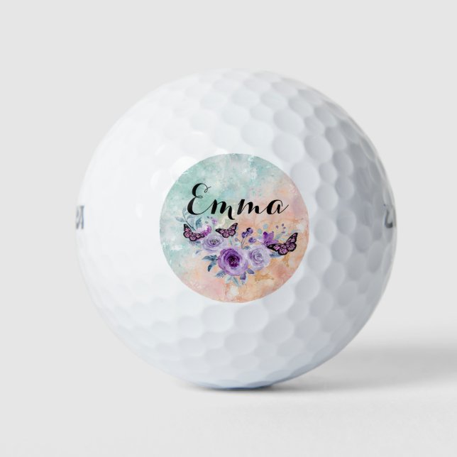 Elegant Lilac Bouquet Golf Balls (Front)