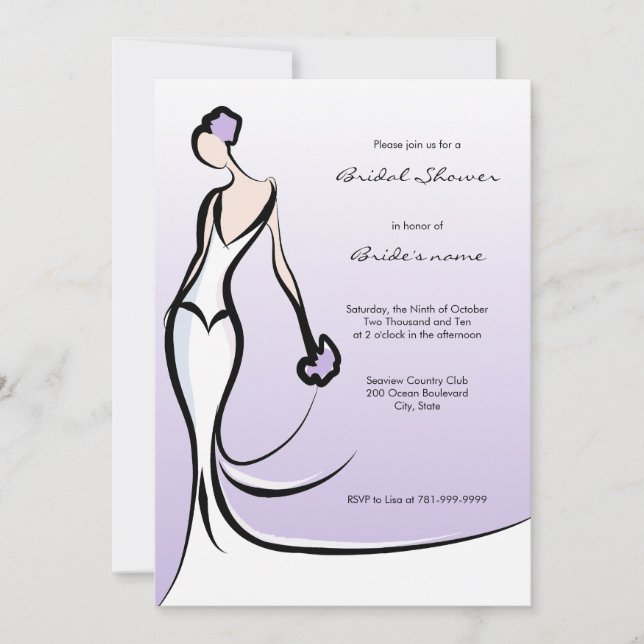 Elegant Lilac Bridal Shower Invitations (Front)