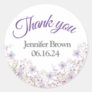 Elegant Lilac Bridal Shower Thank you sticker