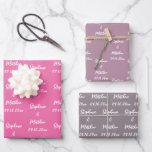 Elegant Lilac Bride Groom Names Weddings Wrapping Paper Sheet<br><div class="desc">Simple,  lilac,  pink,  purple,  elegant,  Wedding wrapping paper. Modern Mr and Mrs,  bride and groom wrapping paper. You can personalise it with your names and date.</div>