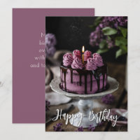 Elegant Lilac Cake Birthday Greeting Card