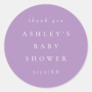 Elegant Lilac Coordinate Baby Shower Classic Round Sticker
