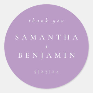 Elegant Lilac Coordinate Wedding Classic Roun Classic Round Sticker