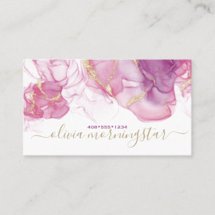 Elegant Lilac Dusty Rose Gold Accent Alcohol Ink Business Card