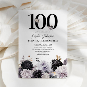 Elegant Lilac Floral 100th Birthday Invitation