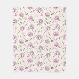 Elegant Lilac Floral Blanket, Soft Purple Roses Fleece Blanket