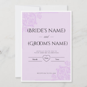 Elegant Lilac Floral Damask Wedding Invitation
