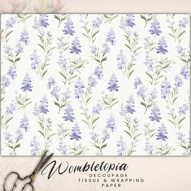 Elegant Lilac Flower Blue & White Floral Decoupage Tissue Paper (Creator Uploaded)
