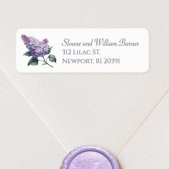 Elegant Lilac Flower Branch Pretty Return Address Label (Creator Uploaded)