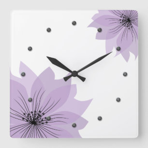 Elegant lilac flower square wall clock