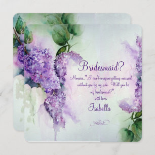 Elegant Lilac Flowers Bridesmaid Request Card