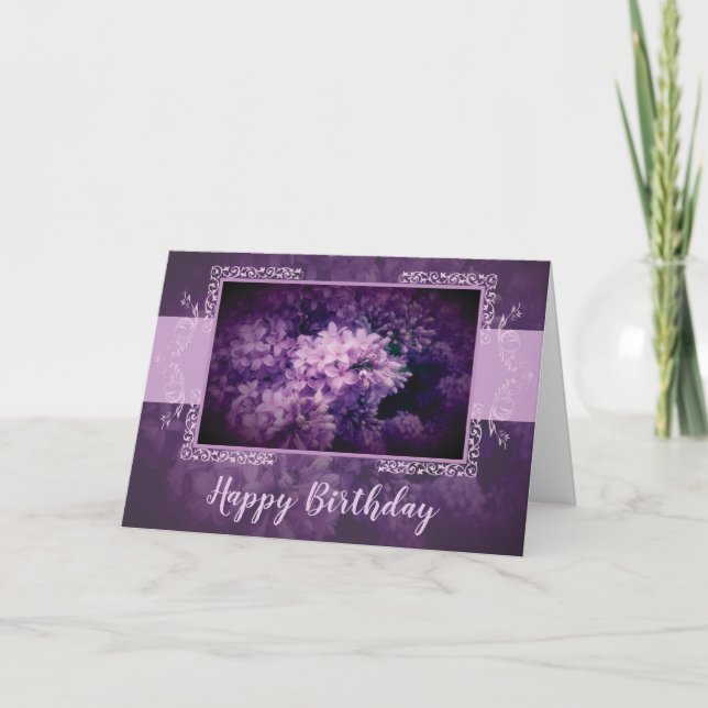 Elegant Lilac Flowers Card (Front)