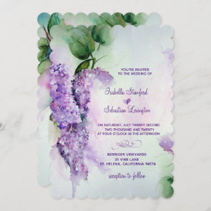 Elegant Lilac Flowers Wedding Invitations