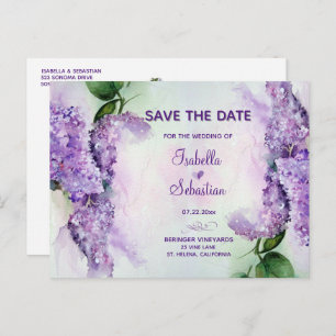 Elegant Lilac Flowers Wedding Save the Date Card