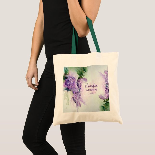 Elegant Lilac Flowers Wedding Tote Bag (Front (Product))
