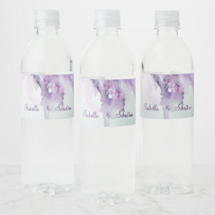 Elegant Lilac Flowers Wedding Water Bottle Labels