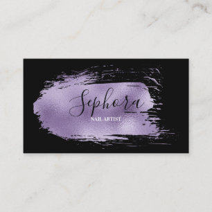 Elegant Lilac Foil Metallic Paint Stroke Business Card