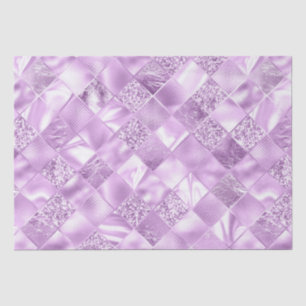 Elegant Lilac Glitter Diamond Lattice Pattern Tissue Paper