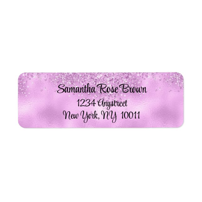 Elegant  Lilac Glitter & Foil Return Address Label (Front)
