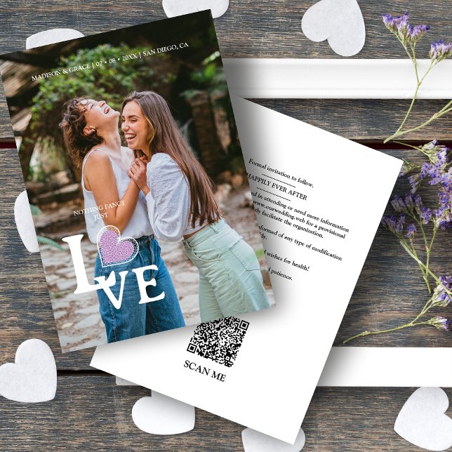 Elegant Lilac Heart Photo Fancy Love Wedding Save The Date (Creator Uploaded)