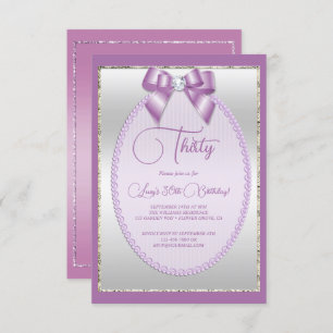 Elegant Lilac Jewel Bow Birthday Invitation