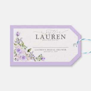 Elegant Lilac Lavender Bridal Shower No Wrap Gift Tags