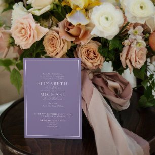 Elegant Lilac Lavender Classic Script Wedding Invitation