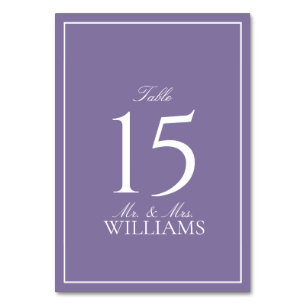Elegant Lilac Lavender Classic Script Wedding Table Number
