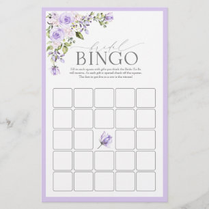 Elegant Lilac Lavender Floral Bridal Bingo Game