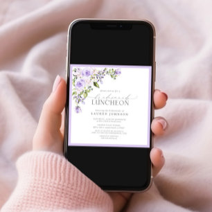 Elegant Lilac Lavender Floral Bridal Luncheon Invitation