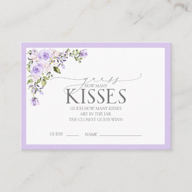 Elegant Lilac Lavender Floral Bridal Shower Game Enclosure Card (Front)