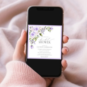 Elegant Lilac Lavender Floral Bridal Shower Invitation