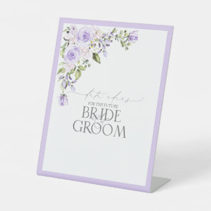 Elegant Lilac Lavender Floral Date Ideas Pedestal Sign
