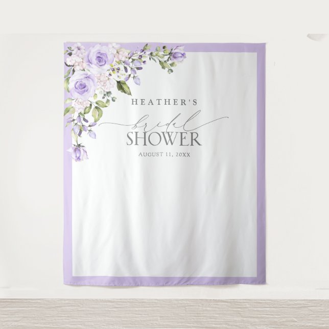 Elegant Lilac Lavender Floral Shower Photo Booth  Tapestry (Front)