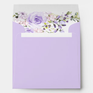 Elegant Lilac Lavender Floral Watercolor Square Envelope