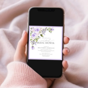 Elegant Lilac Lavender Virtual Bridal Shower Invit Invitation