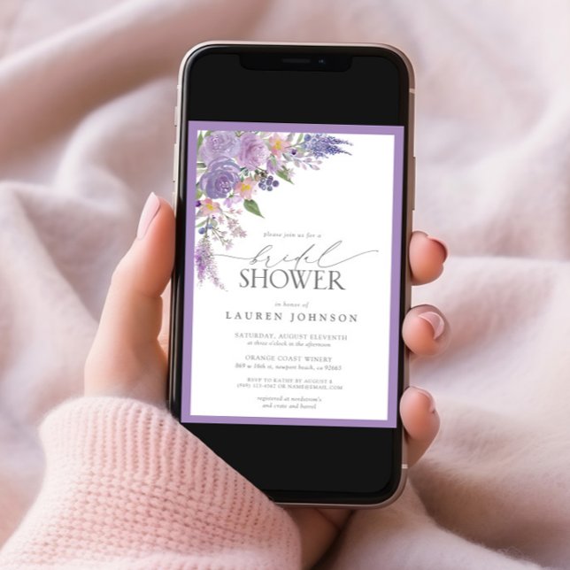 Elegant Lilac Lavender Watercolor Bridal Shower Invitation (Creator Uploaded)