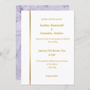 ELEGANT LILAC MARBLE GOLD WEDDING INVITATION