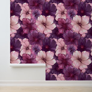 Elegant Lilac Maroon Floral Blooms Wallpaper