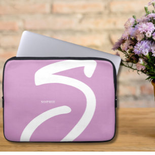 Elegant Lilac Monogram Laptop Sleeve