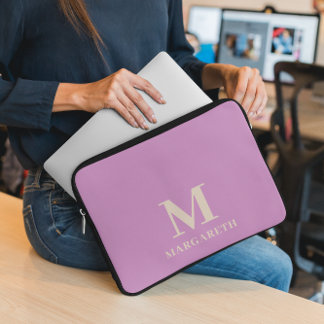 Elegant Lilac Monogram Laptop Sleeve
